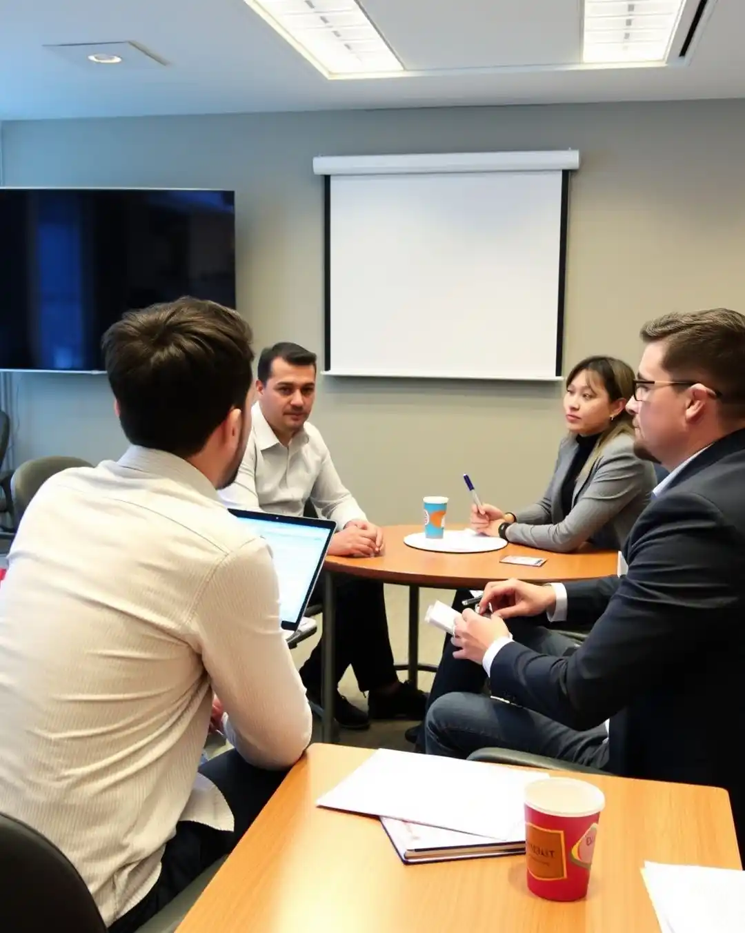 Sesión de coaching estratégico en sala de juntas